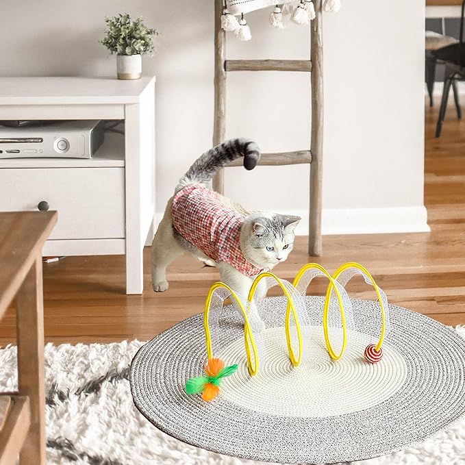 Folded Cat Tube Tunnel,Cat Toys for Indoor Cats Large,Cat Tunnel Bed for Kittens,Cat Donut Tunnels,Whisker Twister for Cats,Cat Toy for Indoor Cats,Decompression Interactive Cat Springs Toys