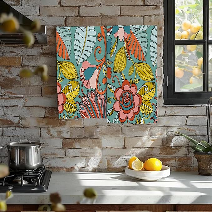 Boho Floral Tropical Leaves Bathroom Hand Towel Set of 2,Colorful Flowers Botanical Leaves Fingertip Towel Kitchen Hand Towel,Soft Absorbent Decorative Guest Towel Hand Bath Towel for Hotel Home