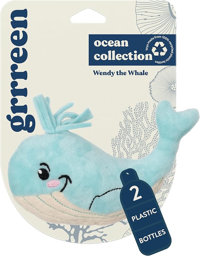 Stuffed Animal Cat Toy | Ocean Collection | Whale Kicker Toy for Indoor Cats | Cute Interactive Plush Toys for Swatting and Playing| Made of Eco-Friendly Materials - Go Green!