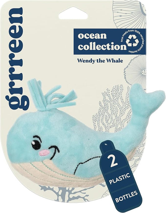 Stuffed Animal Cat Toy | Ocean Collection | Whale Kicker Toy for Indoor Cats | Cute Interactive Plush Toys for Swatting and Playing| Made of Eco-Friendly Materials - Go Green!
