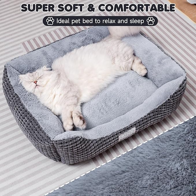 Dog Bed for Small Dogs, Small Cat Beds for Indoor Cats, Extra Soft Washable Dog Beds, Nonskid Bottom Calming Puppy Beds for Puppy and Kitten, Grey, 20 inches