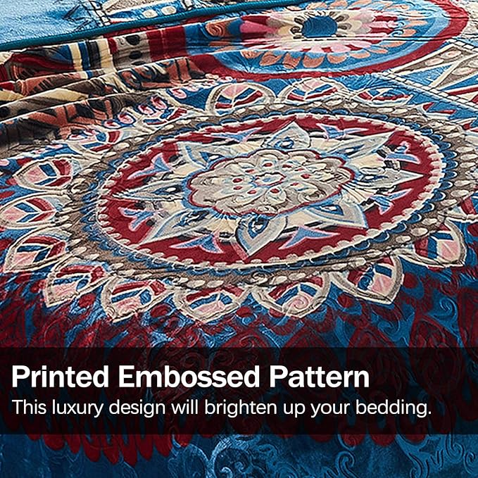 JML Fleece Blanket King Size, Korean Mink Blanket 85 x 95 Inches- 9 Lbs, Single Ply, Soft, Warm, Thick Raschel Printed for Autumn, Winter, Bed, Home