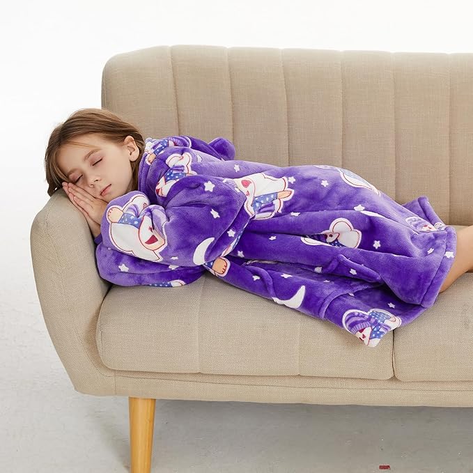 THREE POODLE Blanket Hoodie for Kids, Glow in The Dark Blanket Hoodie, Oversized Sherpa Blanket Hoodie Sweatshirt for Kids, Extremely Cozy, Warm, Soft, and Fuzzy Hoodie Blanket, One Size Fits All