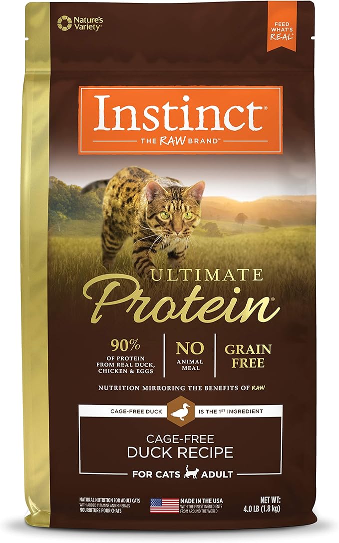 Instinct Ultimate Protein, Natural Dry Cat Food, Grain Free Recipe - Cage Free Duck, 4 lb. Bag