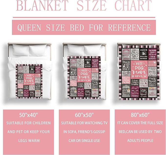 Dog Mom Blanket Gifts for Dog Lover Soft Flannel Throw Blanket Dogs Gifts for Women Dogs Themed for Decor Couch Bedding 50"x40"
