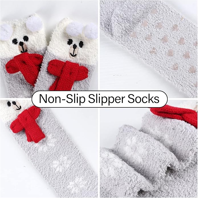 Benefeet Sox Cute Fuzzy Socks for Women Girls Fluffy Warm Cozy Novelty Slipper Socks Funny Animal Plush Sleeping Socks