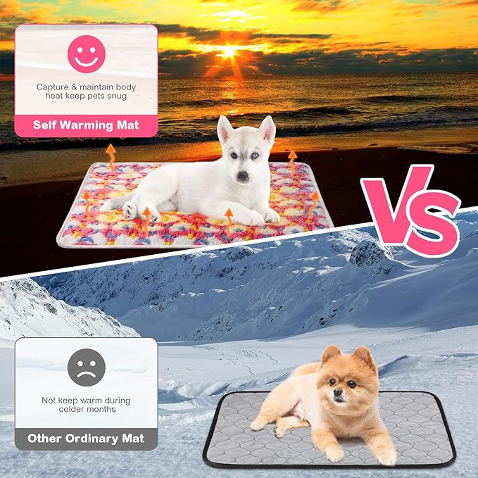 4 Pack Self Heating Cat Bed Cat Self Warming Pad with Removable Cover Extra Warm Thermal Pet Pad Washable Pet Crate Mat Anti Slip Kennel Pad for Indoor Outdoor Pets(Stars Moon,16 x 20 Inches)