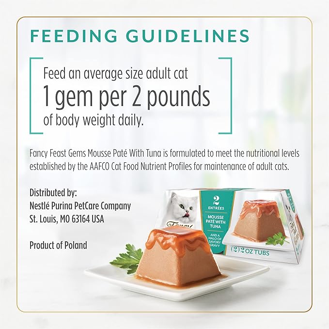 Fancy Feast Gems Pate Cat Food Mousse With Tuna and a Halo of Savory Gravy Cat Food - (Pack of 8) 4 oz. Boxes
