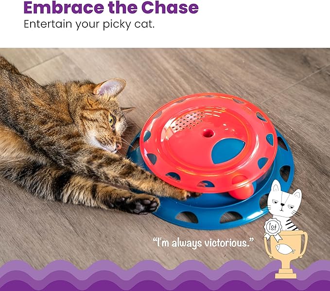 Catstages Catnip Chase Track Red and Blue Interactive Cat Toy, All Breed Sizes