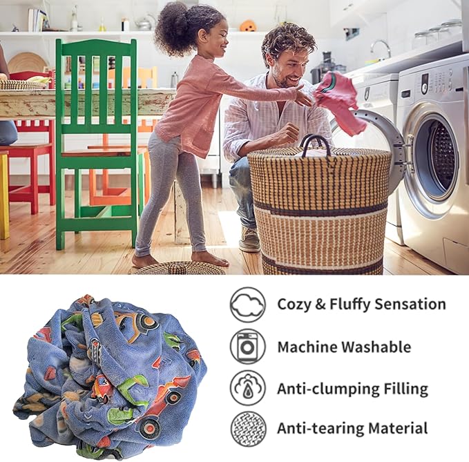 Tractor Blanket for Boys, Glow in The Dark Truck Blanket for Kids, Fleece Construction Toddler Birthday Gifts for Birthday Christmas Valentine's Day 50"×60"