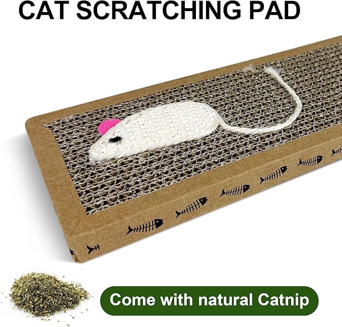 Cat Toys Kitten Toys Set, Cat Scratching pad with Catnip,Cat Wand Toy,Interactive Kitty Toys Cat Feather Toy Catnip Toy Fluffy Mouse Crinkle Balls for Cat Kitty Kitten (Blue)…