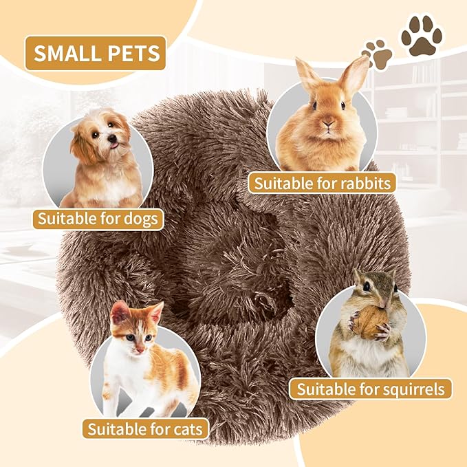 Dog Bed Comfiest Indoor Calming Waterproof Bedding Washable Fluffy Chew Proof Self Warming Cozy for Small Pets at Home Khaki