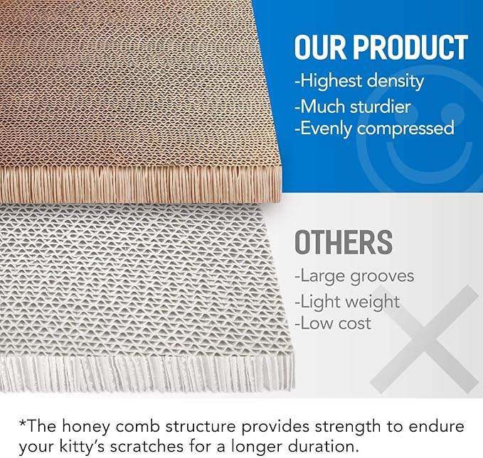 2 in 1 Cat Scratcher Cardboard Lounge Bed, Cat Scratching Board, Durable Board Pads Prevents Furniture Damage,Large