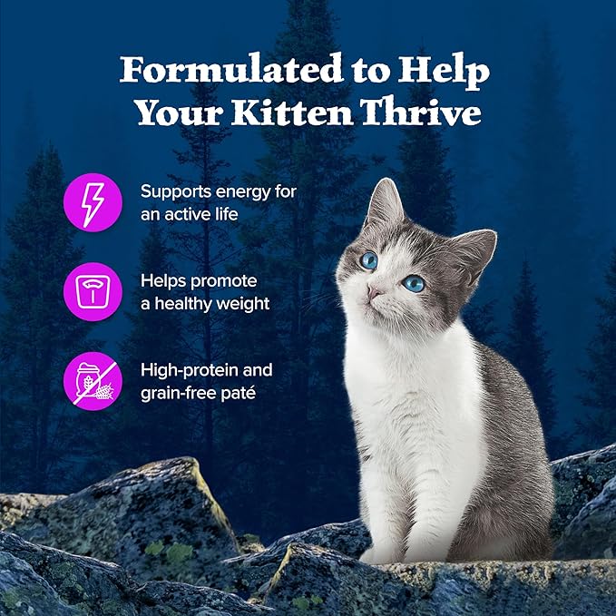 Blue Buffalo Wilderness Natural High Protein Grain Free Salmon Pate Wet Food for Kittens, 3 oz., Case of 24