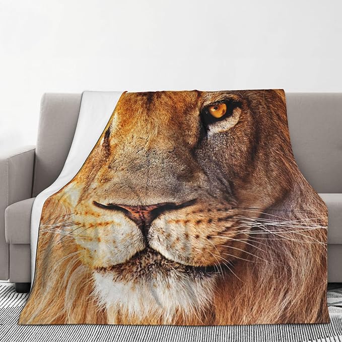 Lion Soft Throw Blanket Flannel Fleece Blankets Warm Cozy Lightweight Fuzzy Blanket for Bed Sofa Couch Home Decor 80"X60"