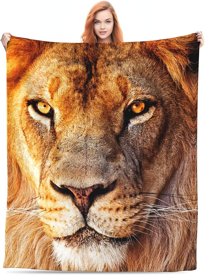 Lion Soft Throw Blanket Flannel Fleece Blankets Warm Cozy Lightweight Fuzzy Blanket for Bed Sofa Couch Home Decor 60"X50"