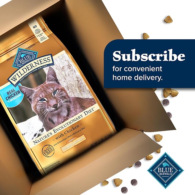 Blue Buffalo Wilderness Weight Control High-Protein, Grain-Free Natural Chicken Dry Food for Adult Cats, 11 lbs.