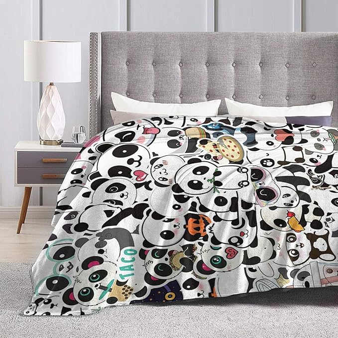 Cute Panda Blanket Panda Gifts Soft Cozy Panda Plush Throw Blanket Super Warm Fleece Fuzzy Bedding Blanket for Kids Girls Boys Women Bed Decor Stuff 50"X60"