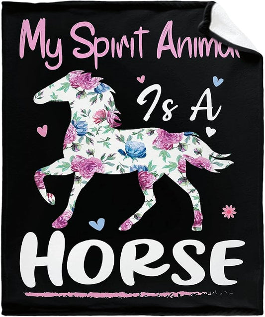RAMEN BLANKET My Spirit Animal are Horses Blanket Throw Super Soft and Cozy Blankets for Home Decoration, Couch, Bed, Sofa 80 in x 60 in Large for Adult for All Seasons