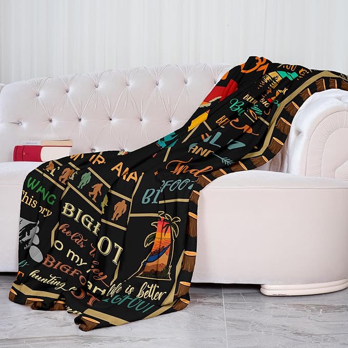 XALAZY Bigfoot Gifts Blanket 50"X60", Sasquatch Gifts, Big Foot Sasquatch Gifts for Kids, Hide and Seek Champion Throw, Funny Bigfoot Blanket