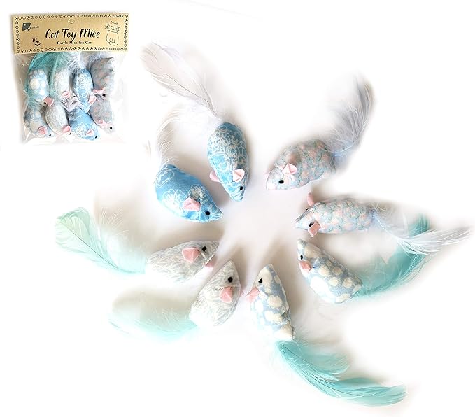 Cat Toy Mice for kitten feather bell mice blue chew toy pet toy