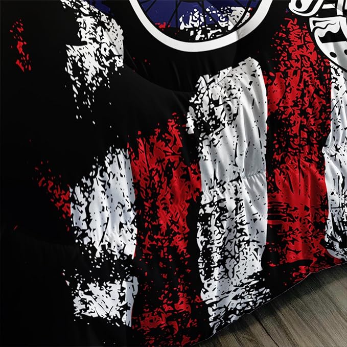 Axolotl Dirt Bike Comforter Set Queen,American Flag Bedding Set,Motocross Comforter Set,White Red Stripes Stars Comforter Set,Motorcycle Racer Comforter for Boys Kids Teens Men,1 Quilt 2 Pillowcases