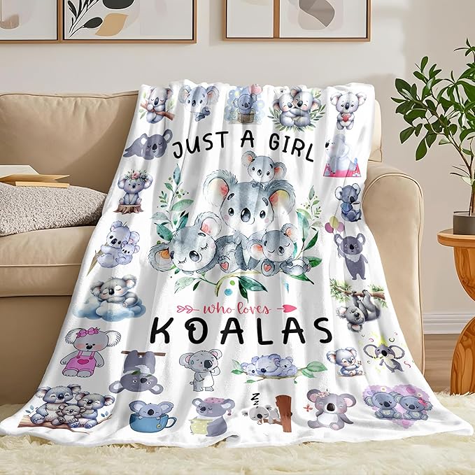 Koala Blanket Gifts for Koalas Lover Animal Koala Stuffed Soft Flannel Koalas Bear Throw Blanket Decor Bedding 50"x40"