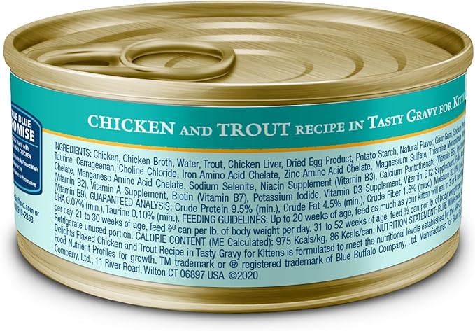 Blue Buffalo Wilderness Wild Delights Natural Wet Food for Kittens, Flaked Chicken & Trout in Tasty Gravy, 3-oz. Cans, 24-pack
