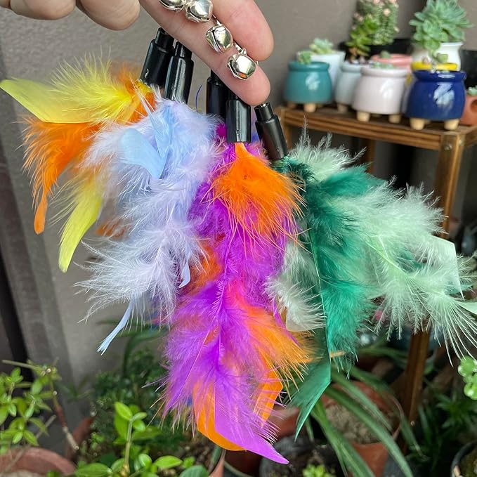 AcceLeah Cat Worm Toy Refills Cats Teaser Toys Wand Replacement,Cat Worms and Dragonfly Refill,Cat Wand Toy Assorted Teaser Refills with Bell (11 Pcs)