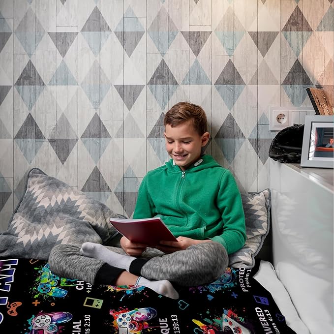 CIUGOIG Christian Gifts for Men Boys, God Says I Am Gamer Blanket 50"x60", Inspirational Religious Birthday Gifts for Game Lover Bible Verse Blanket, Gaming Gifts for Gamer, Christian Game Gifts