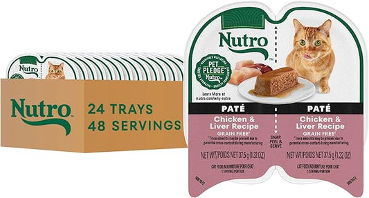 Nutro Perfect Portions Wet Cat Food Paté Chicken & Liver Recipe, (24) 2.64 oz. Twin-Pack Trays
