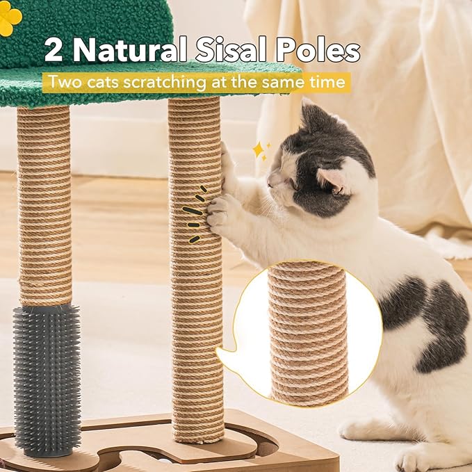Cat Scratching Post, Scratching Post for Indoor Cats,Soft Perch for Rest,Cat Scratcher with Natural Sisal Pole Cat Self Groomer, Cat Toys Interactive Ball Toys for Kitten and Adult Cats