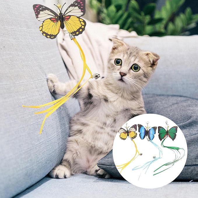 FRCOLOR 3Pcs Cat Teaser Replacement Head Cat Fishing Pole Toy Refills Cats Teaser Toys Interactive Cat Toy Cat Wand Toy Attachment DIY Cat Teaser Wand Stick