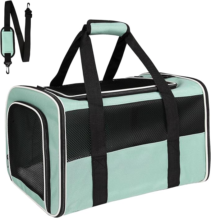 Carriers Soft-Sided Large Pet Carrier for Cats Dogs Small Animals Up to 35Lbs,Top Load Carrier,Ventilated Design,Portable Cat Carrier Airline Approved(X-Large,Green)