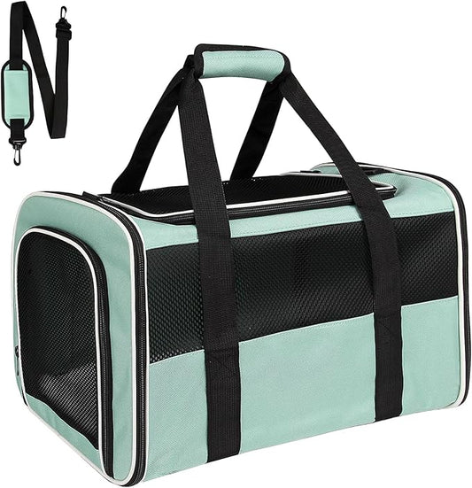 Carriers Soft-Sided Large Pet Carrier for Cats Dogs Small Animals Up to 35Lbs,Top Load Carrier,Ventilated Design,Portable Cat Carrier Airline Approved(X-Large,Green)