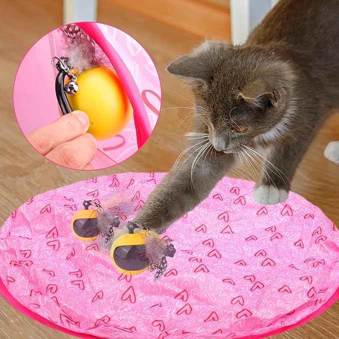 BABORUI 2 in 1 Simulated Interactive Hunting Cat Interactive Toy, Upgraded Remote Interactive Cat Toy Ball Fast Rolling in Pouch, Rechargeable Hide and Seek Cat Ball Toys for Indoor Cats