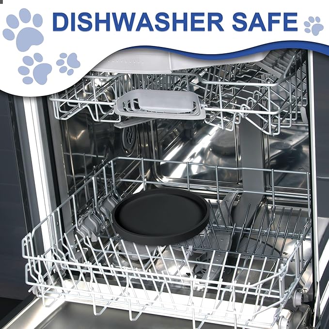 Arespark Pet Silicone Food Mat, Set of 6 Nonslip Waterproof Feeding Bowl Mat with Raised Edges for Food and Water Prevent Spills, Round Eating Tray for Dog Cat Puppy Kitten, 6'' x 6''