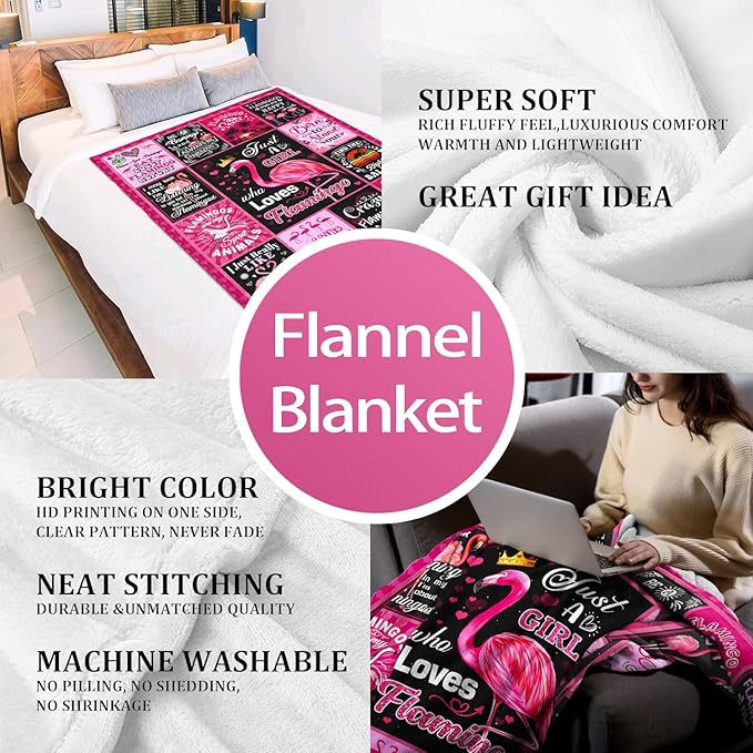 Flamingo Blanket Gifts for Women Girls, Pink Flamingo Blanket and Throws, Flamingos Lovers Birthday Gifts Decor Throw Blanket 50" x 40"