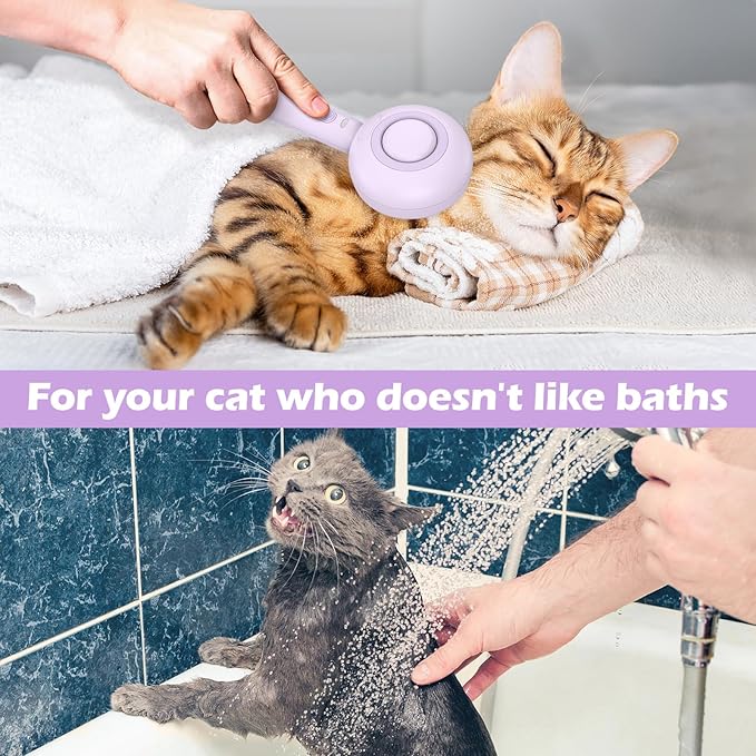 3 In 1 Steam Cat Brush with Release Button and Tank, Cat Brush for De-shedding that Effectively Remove Knots and Loose Hair, for Long and Short Hair Dogs and Cats