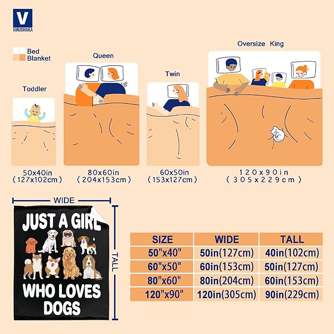 Dog Blanket Puppy Plush Gift for Girls Kids Dogs Animals Lover Throws Comfy Lightweight Quilt Cute Puppies Pet Sheet Soft Flannel Blankets for Couch Chair Halloween Christmas-60x80 Inches