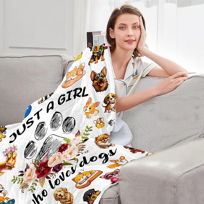 Dog Blanket Gifts for Girls Women, Dogs Blankets Gifts for Dog Lovers, Dogs Birthday Gifts Decor Throw Blanket 50" x 40"