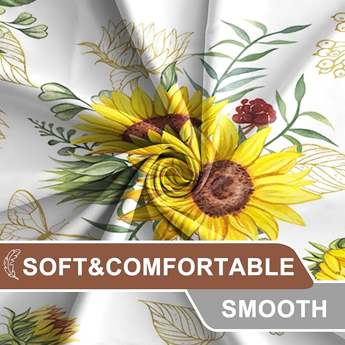 AWERT Vibrant Sunflower Shower Curtain for Bathroom,Waterproof Fabric Plants Shower Curtain with Hooks 72x72 inch