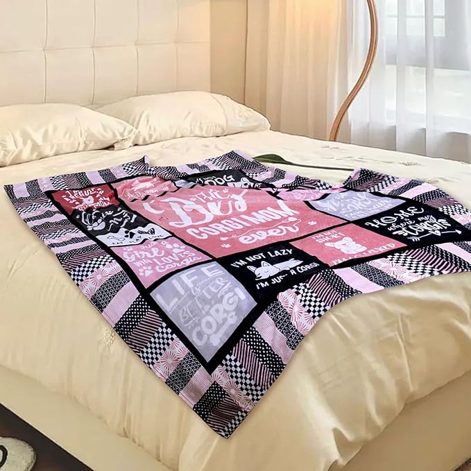 Corgi Mom Blanket for Dog Lovers Women Best Corgi Mom Ever 50”x60” Soft Throw Blanket Christmas Dog Themed Gifts for Girls