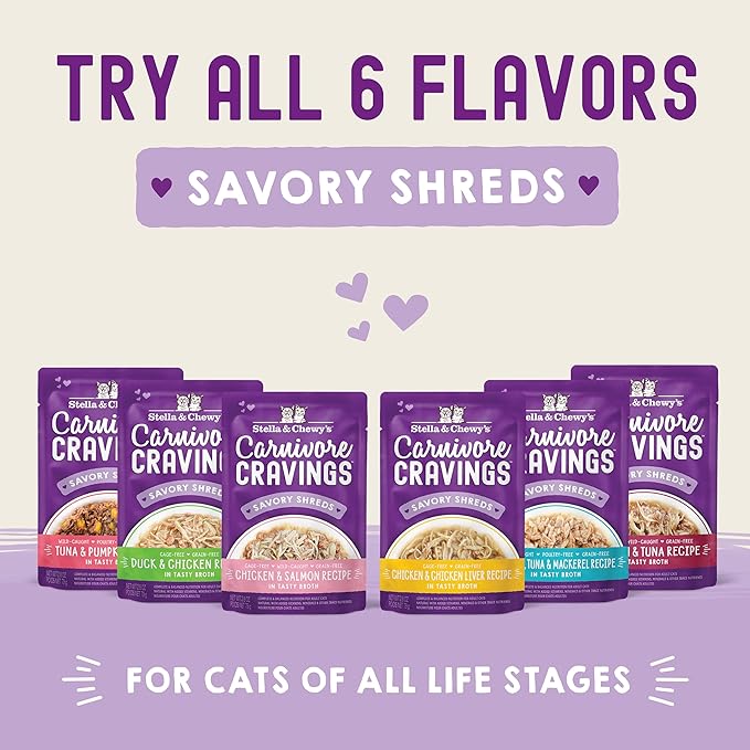 Stella & Chewy's Carnivore Cravings Wet Cat Food Pouches – Grain Free, Protein Rich Meal, Topper or Treat – Chicken & Tuna Recipe (2.8 Ounce Pouches, Case of 24)
