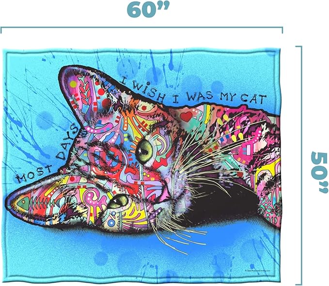 Dawhud Direct 50x60-Inch Fleece Throw Blanket - Dean Russo Cat Blanket for Adults and Kids - Soft and Cozy for Bed, Couch, or Travel - Thoughtful Cat Lover Gifts for Women
