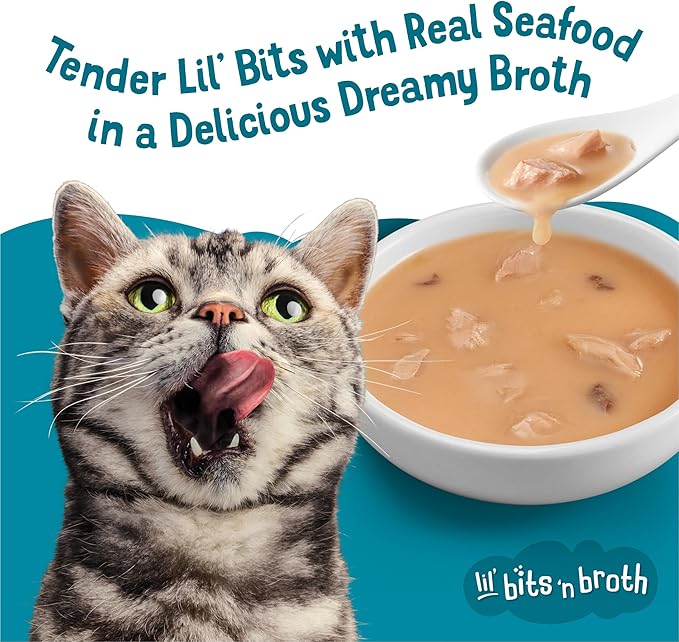 Purina Friskies Lickable Cat Food Toppers Bits ‘n Broth with Flaked Tuna in a Dreamy Broth - (Pack of 16) 1.2 oz. Pouches