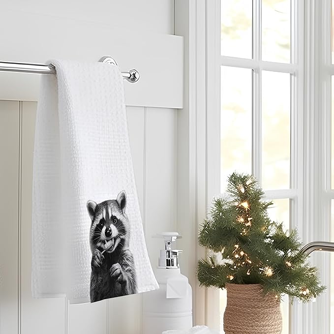 Funny Raccoon Hand Towels for Bathroom, Raccoon Bathroom Hand Towels, Raccoon Bathroom Decor, Raccoon Gifts for Women Raccoon Lovers, 16x24 Inch