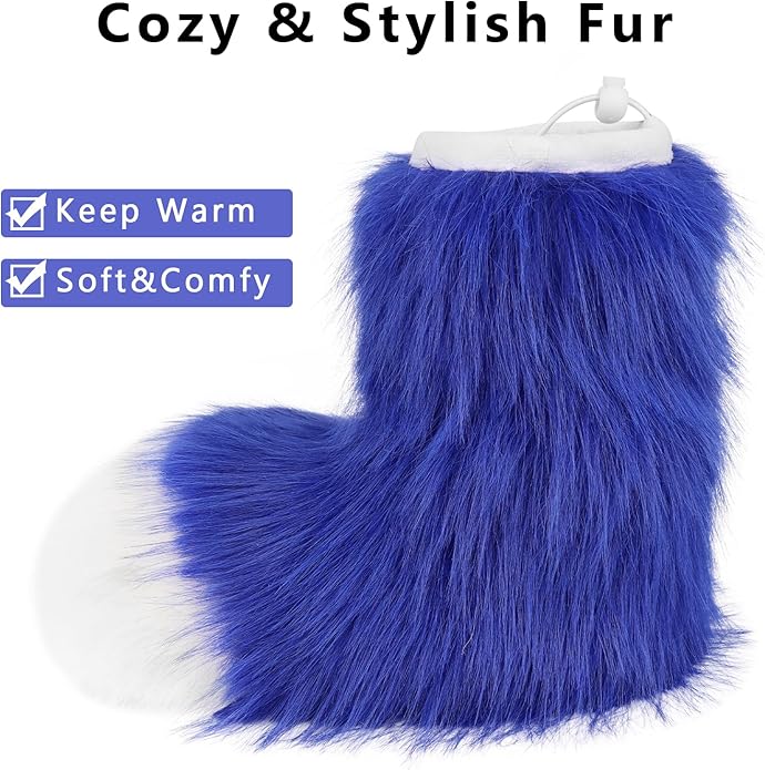 Animal Fuzzy Slippers Bear Cat Wolf Dog Fox Fursuit Feet Paw Claw Shoes Furry Boots Costume Accessories for Adult Kids
