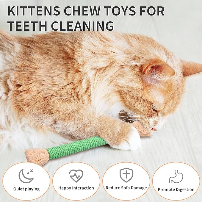 Retro Shaw Kitten Toys Catnip Rope,Cat Toys Chew Ropes 6 Pack,Kitten Teething Toys for Indoor Kittens Kitty,Interactive Cat Kicker Toys Small Cat Nip Toy Safe String 6.1 Inches