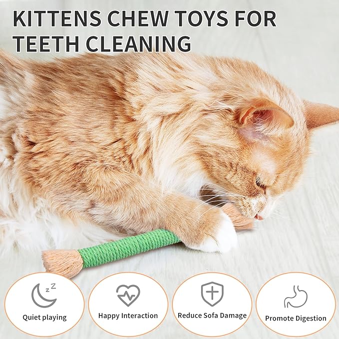 Retro Shaw Kitten Toys Catnip Rope,Cat Toys Chew Ropes 6 Pack,Kitten Teething Toys for Indoor Kittens Kitty,Interactive Cat Kicker Toys Small Cat Nip Toy Safe String 6.1 Inches
